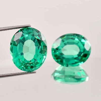 1 Pair 9x11 MM Natural Green Colombian Emerald Oval Cut Loose Gem GIT Certified
