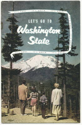 vintage 1951 Travel booklet LET'S GO TO WASHINGTON STATE; 32 pages, w Center Map