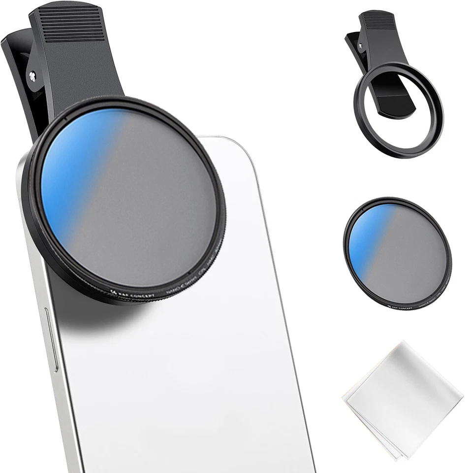 K&F Concept Phone Lens Filter 52mm Thread Clip CPL Circular Polarizing Polarizer - Image 2 of 4