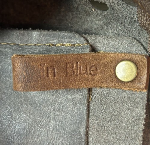 In blau klassischem Leder handgefertigte Tragetasche mit Reißverschluss grau braun mit Umhängetasche - Bild 7 von 11