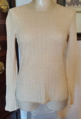 BANANA REPUBLIC Cotton Angora Blend Vanilla Beige Cable Knit Sweater - sz PS