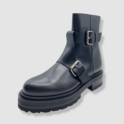 $1195 Pierre Hardy Women's Black Marlon Dual-Buckle Moto Boot Shoes 38 EU/8 US