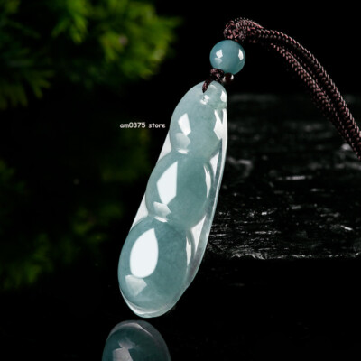 Natürliche Klasse A Jade Jadeit blau Wasser eisige Art Glück Saisonale Bohne Anhänger