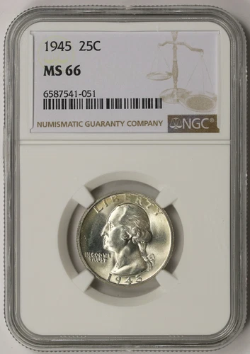 1945 Washington Quarter Silver 25C MS 66 NGC