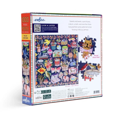 The Cat & the Yarn 1000 Piece Jigsaw Puzzle eeBoo New - Picture 3 of 3
