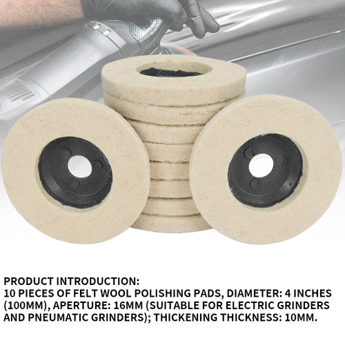 10Pcs 4 Inch Wool Felt Polishing Wheel Disc, Buffing Pads for 100 Angle Grinder - Picture 5 of 6
