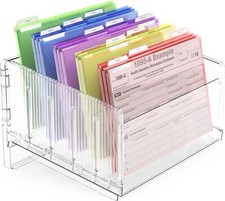 File Sorter Organizer, 5 Sections Acrylic Letter Tray for Desk, See-through
