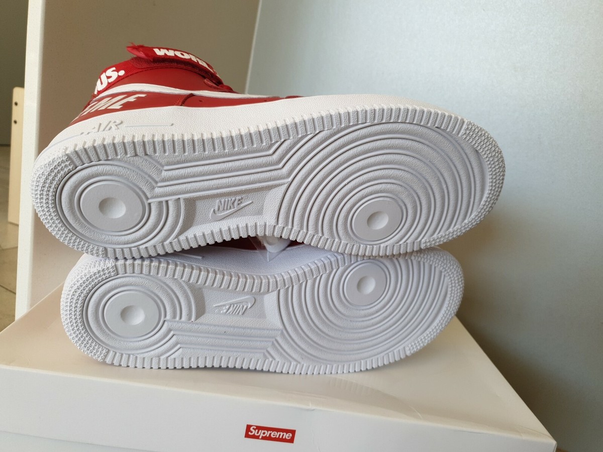 Nike Air Force 1 Supreme High 9.5 White Red Black Sf Af1 Nike Air Force 1 Supreme High 9.5 White Red Black Sf Af1
