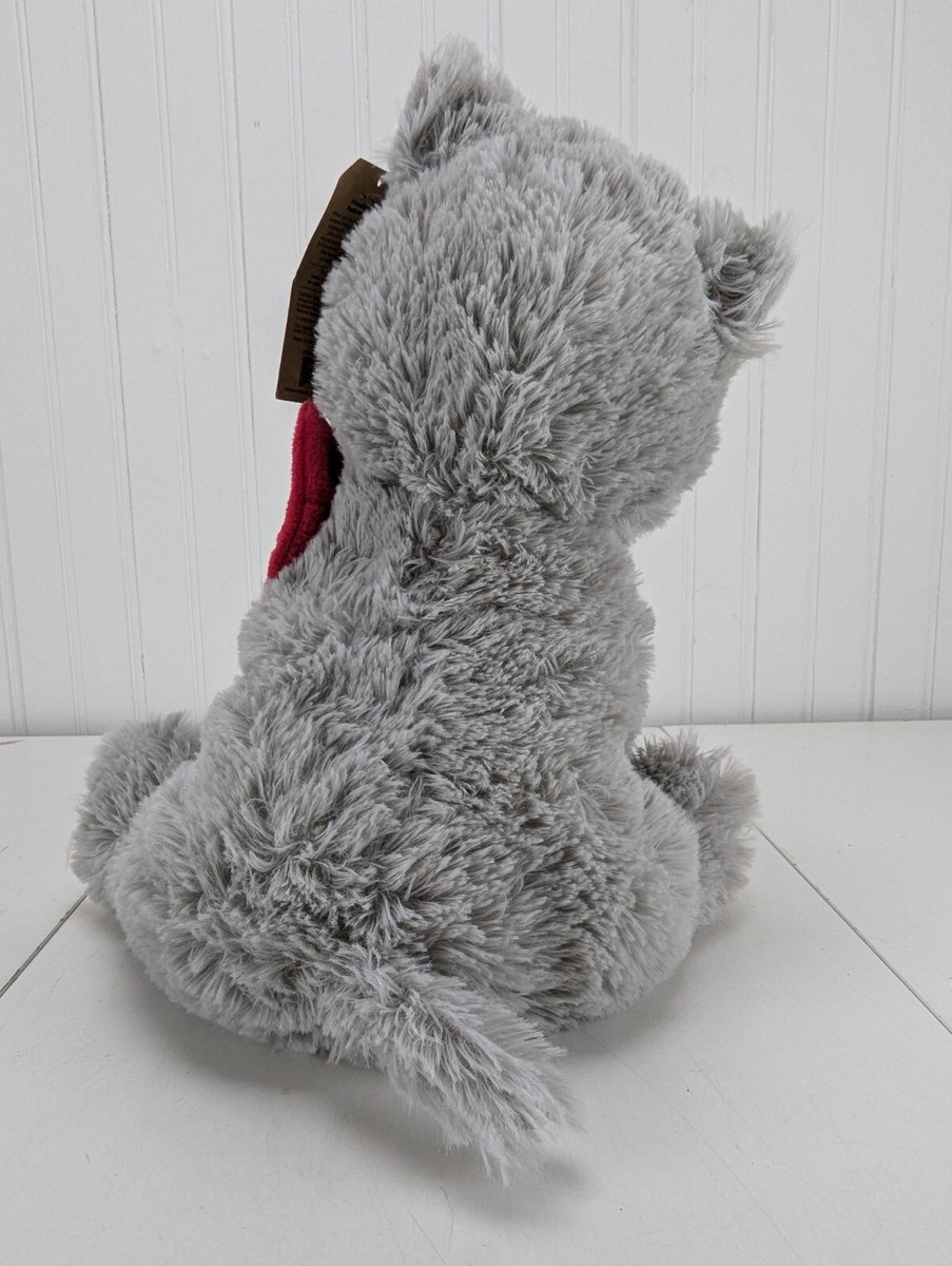 Petsmart Gray Lucky Cat Dog Squeaker Toy Plush 12