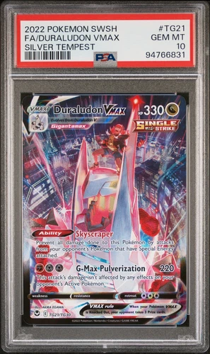 2022 POKEMON SWORD & SHIELD SILVER TEMPEST #TG21 FULL ART/DURALUDON VMAX PSA 10