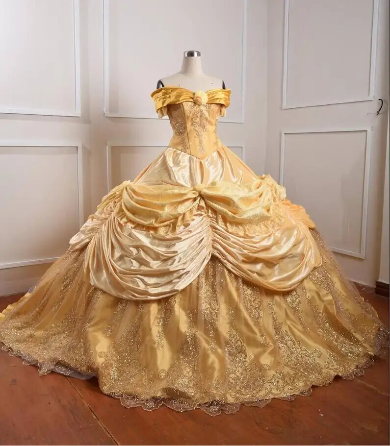Sparkly Belle Princess Quinceanera Dresses Beauty and the Beast Inspired  Cosplay | eBay