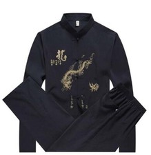 2 Long Sleeve Traditional Chinese Tang fu Top Men Kung Fu Tai Chi Clothes Pants