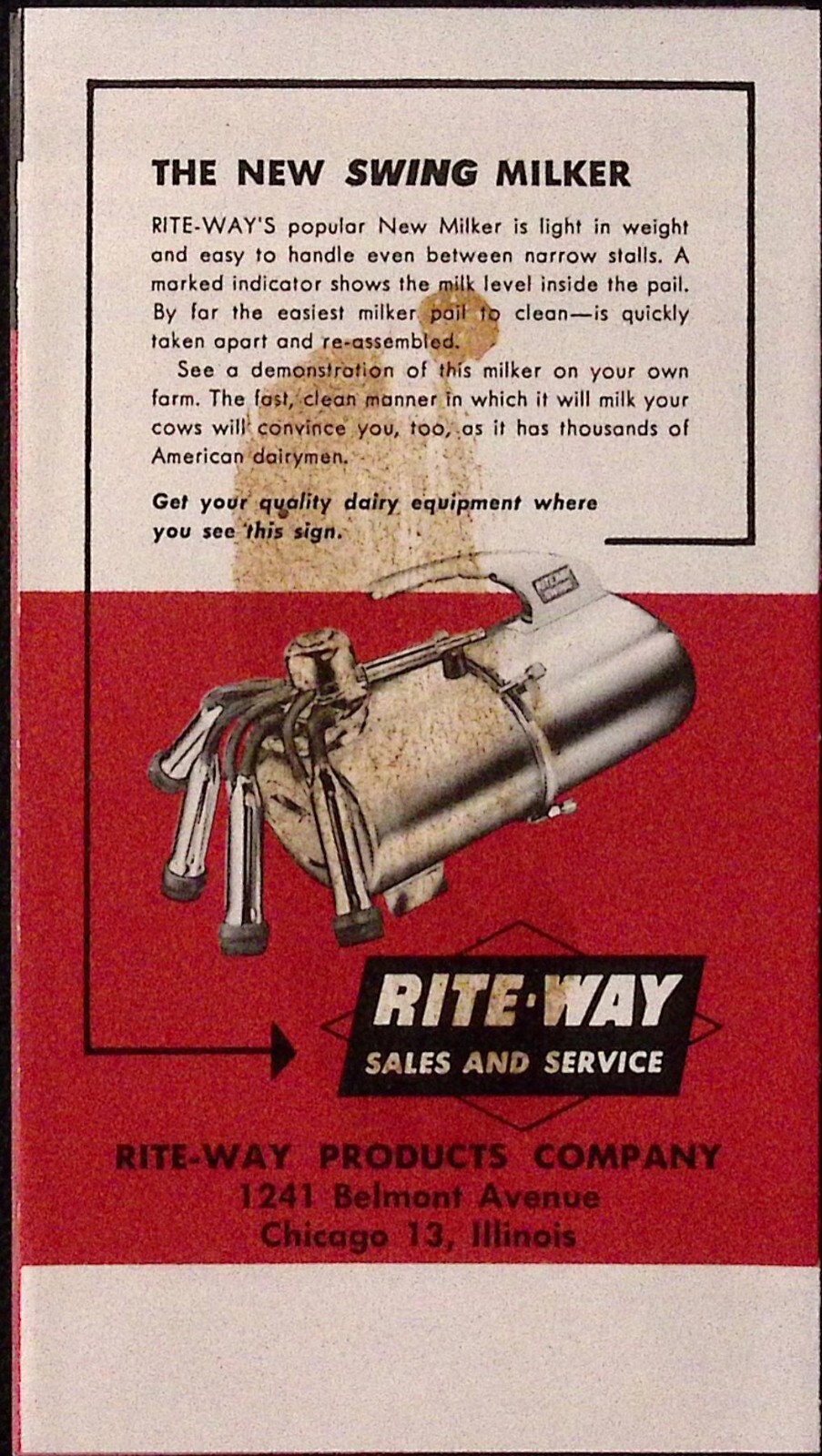 1953 The New Rite-Way Cream Separator Brochure Rite-Way Products Co CHICAGO