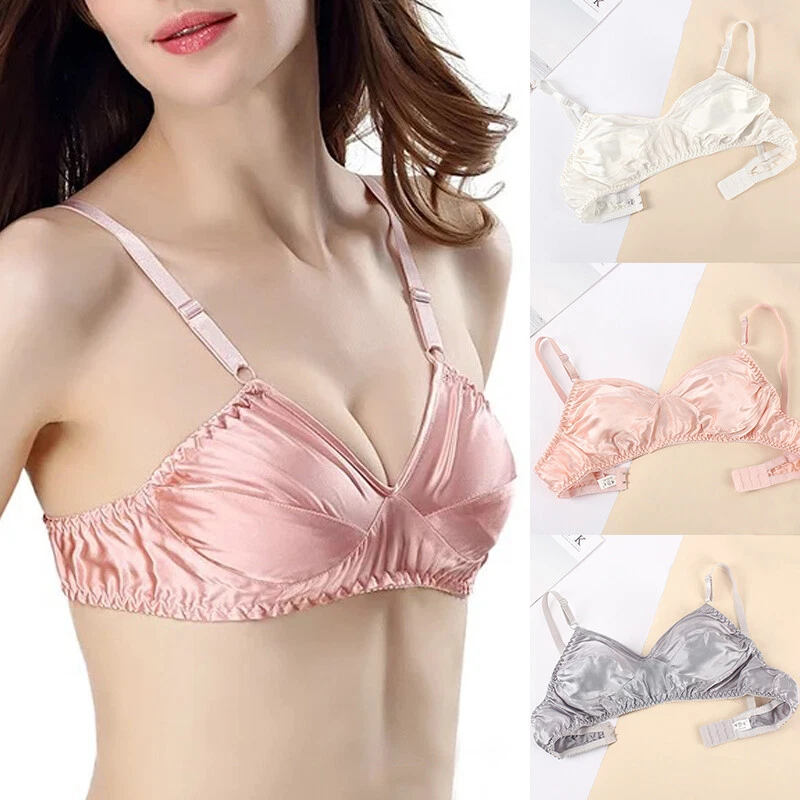 Women's Ultrathin Wireless Silk Satin Bra Adjustable Bralette