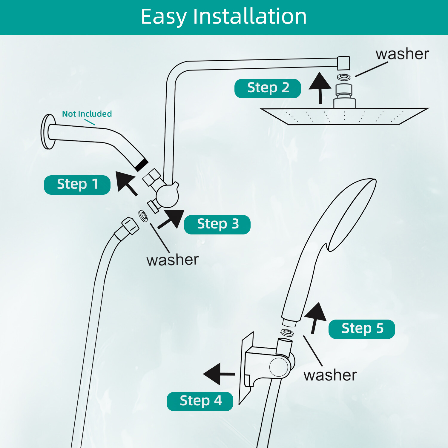 Shower Faucet Set w/Handheld Kit Rainfall Shower Head Combo System Wall Mounted