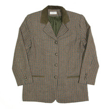 Vintage La Vie Le Mode Womens Coat Green 80s Check Pea S