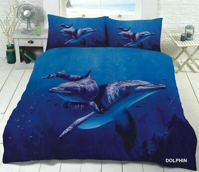 3D Delphin Druck Bettbezug mit Kissenbezügen Quilt Bettwäsche Set Weihnachten GESCHENK