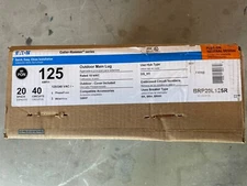-Eaton BRP20L125R Outdoor Main Lug Panel 125A 240V 20 Spaces 40 Circuits