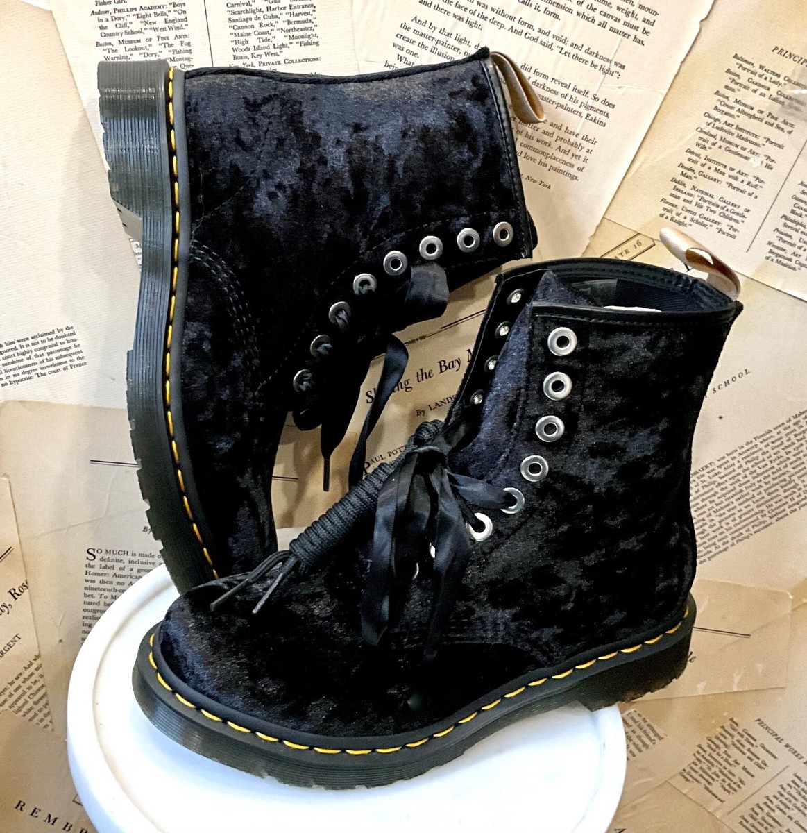 Urban Outfitters Dr. Martens 1460 Vegan Crushed Velvet Boot