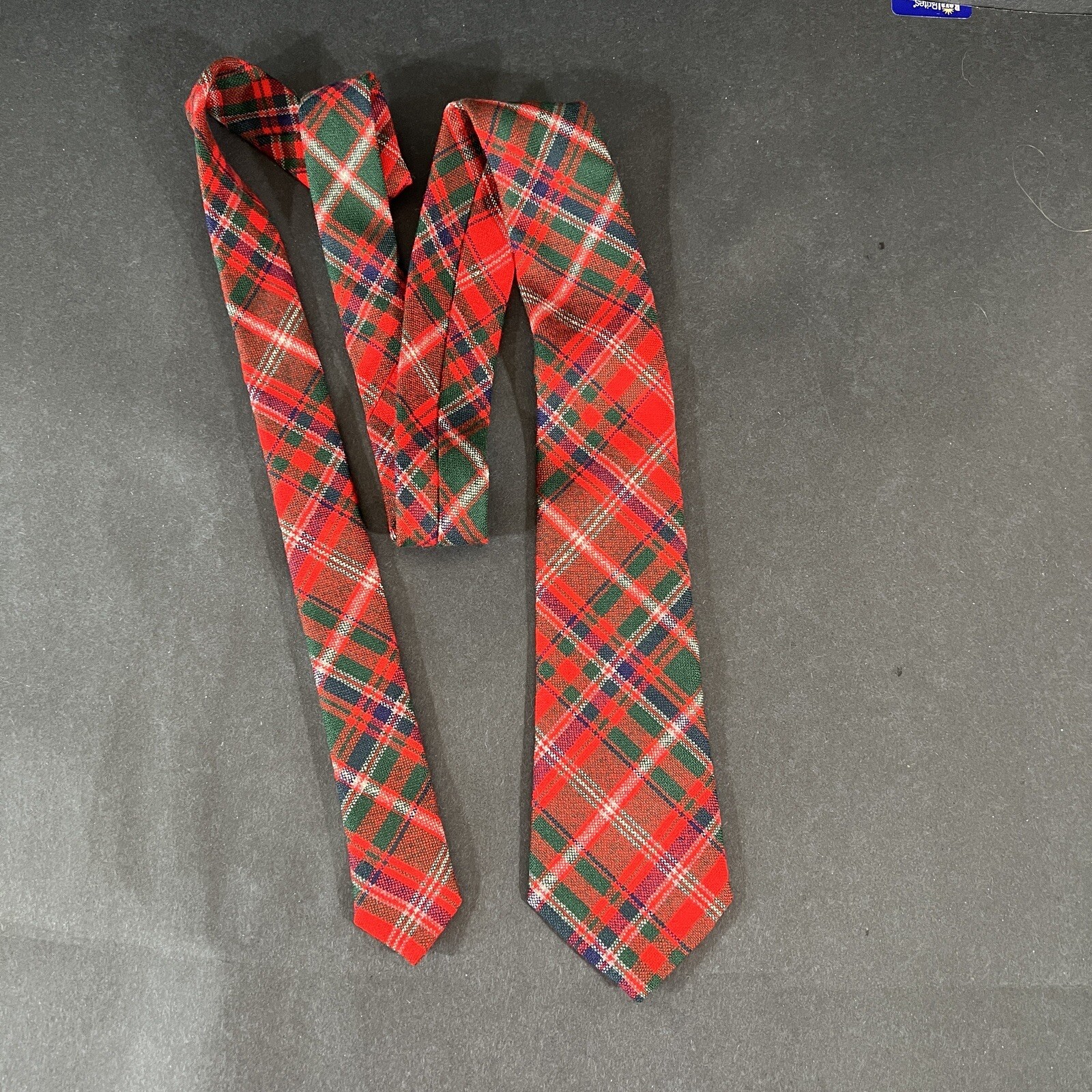 Vintage MacDougall Plaid Wool Men’s Tie Tartan Red Made In Scotland