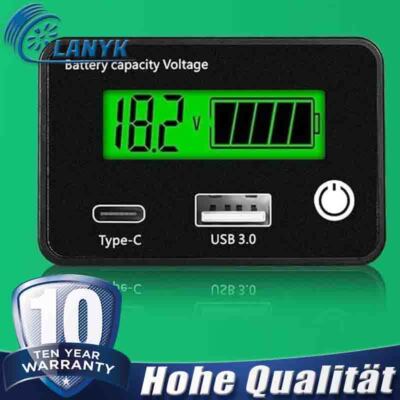 Batterie Kapazität Voltmeter Spannung Anzeige Volt Monitor LCD DC 12V 24V DE