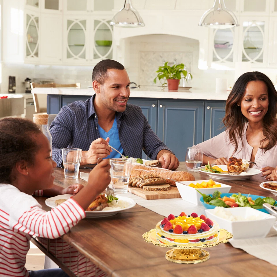 Plato de pastel Soporte de pastel dorado Soporte de exhibición de pasteles Soporte de pastel de boda Soporte de postre Foto 2 de 4