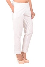 Women Pants White Cotton Dress Pants