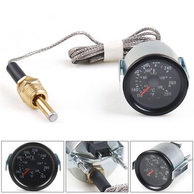2'' 52mm Chrome Pointer Water Temp Temperature Gauge Mechanical Black Face   /  