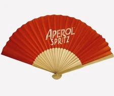 Aperol Spritz Hand Fan Wood and Fabric *Brand New*