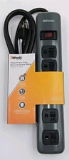 Woods 41386 Metal Power Strip with 6 Outlets, Resettable Safety Circuit Breaker