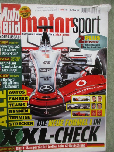 auto bild motorsport 4/2007 VW Race Touareg 2, OPEL OPC,Ford 12M