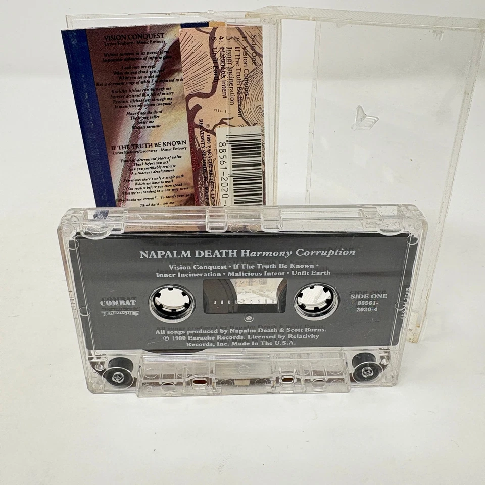 Napalm Death - Harmony Corruption 1990 Cassette Combat Earache 88561-2020-4 - Image 4 of 4