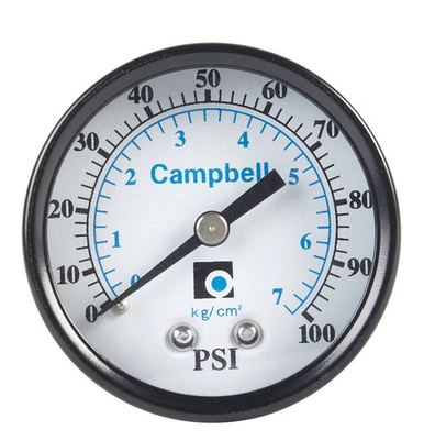 #ad Campbell PGCBM 1 NL Steel 0 to 100 PSI Pressure Gauge 2 in. Face $9.96