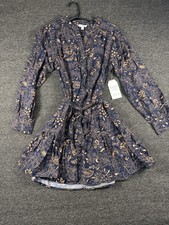 NWT Time and Tru Women's Mini Woven Shirt Dress with belt Neck Button Sm (4-6)