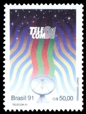 Brazil 1991 MNH, Telecom Exhibition in Switzerland, Satellite Dishes