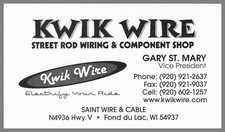 Kwik Wire Street Rod Wiring Gary St. Mary Fond Du Lac Wi Vintage Business Card