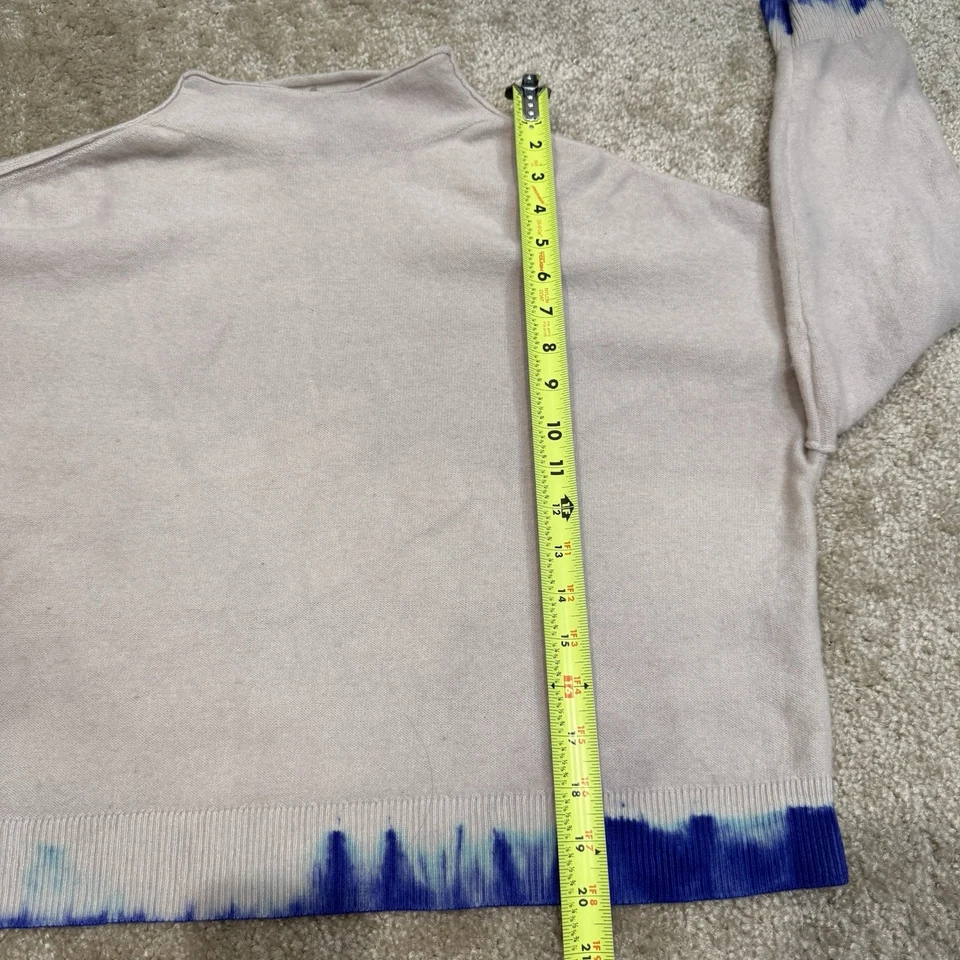 Suéter Anthropologie Beige Cuello Simulado Para Mujer Cachemira Con Acento Azul Talla L Foto 4 de 4