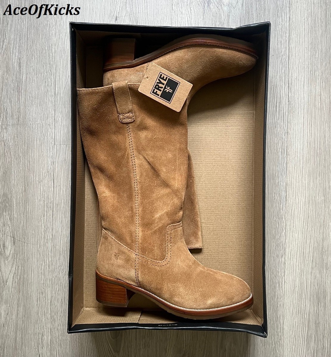 Frye Camryn Tall Pull On Unlined Suede Boots Dune Brown SZ 9  display picture 1