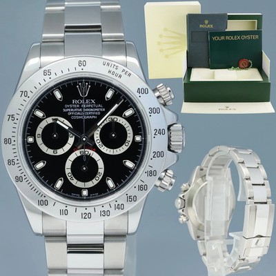 MINT 2008 Rolex Daytona 116520 Black Dial Steel Chronograph 40mm Watch Box