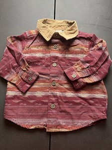 Old Navy Button Up Shirt Western Style 6-12M Striped Multicolor Cotton