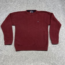 Vintage Chaps Ralph Lauren Sweater Mens L Red Herringbone Crewneck Hand Framed