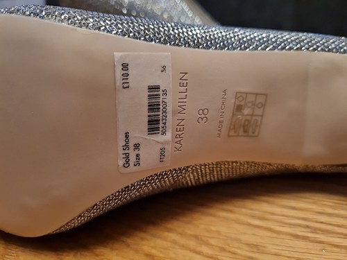 Scarpe corte Karen Millen EU 38 oro diamante oro scintillante punta prezzo consigliato £ 110 - Foto 8 di 12