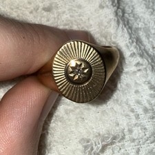 Heavy Vintage 9ct Gold Sunburst Signet Ring 6g Star Set Diamond
