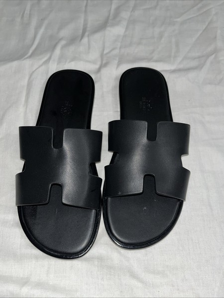 Hermès Sandals Izmir Black Leather Size 43EU
