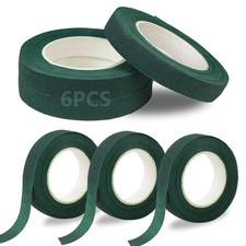 6 Rolls Floral Tape 1/2 Inch Green Stem Wrap Crepe Paper for Crafts Bouquets