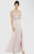 Mac Duggal 79365 Sz 12 Rose Pink Floral Embroidered Embellished Chiffon Gown 598