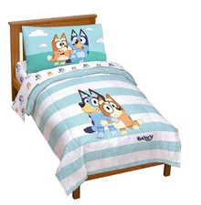 Jay Franco Bluey Bingo Toddler Bed Set 4-Piece Microfiber Comforter Sheets