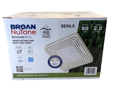 Broan Nutone Roomside Series 80 CFM Bath Exhaust Fan W/ LED Light Model BENL8