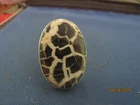 VINTAGE STERLING SILVER HUGE STONE RING, AGATE? BLACK AND WHITE RING