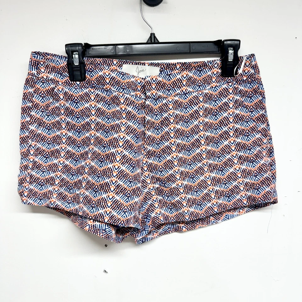 Mini Pantalones Cortos JOIE Mujer Naranja y Azul Estampado Merci Mezcla de Lino y Seda Talla 4 Foto 2 de 4